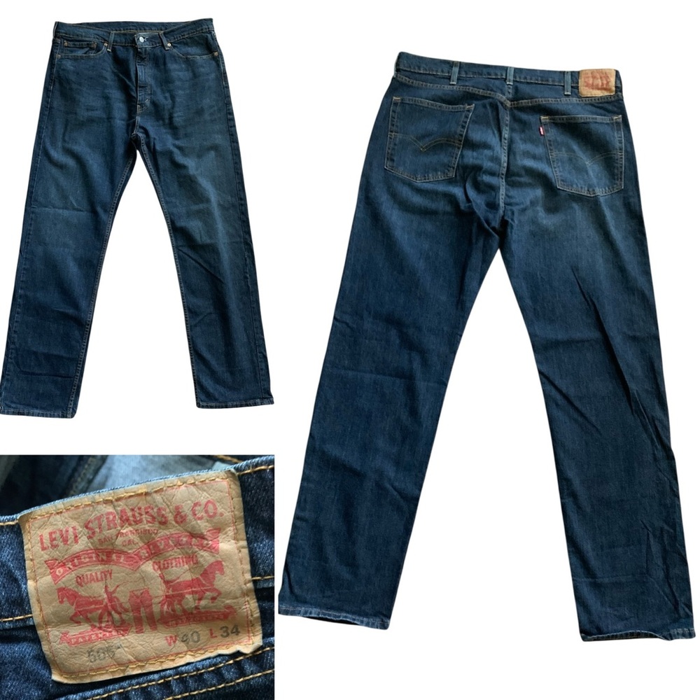 Levis 550 Jeans Mens Tall 40x34 Blue Med Wash Denim Relaxed Straight Leg